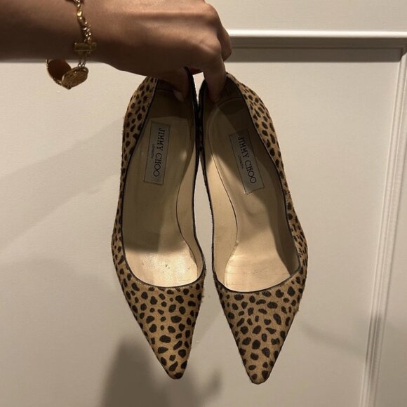 Jimmy Choo Pony Skin Leopard Print Pointy Pumps - Picture 5 of 6